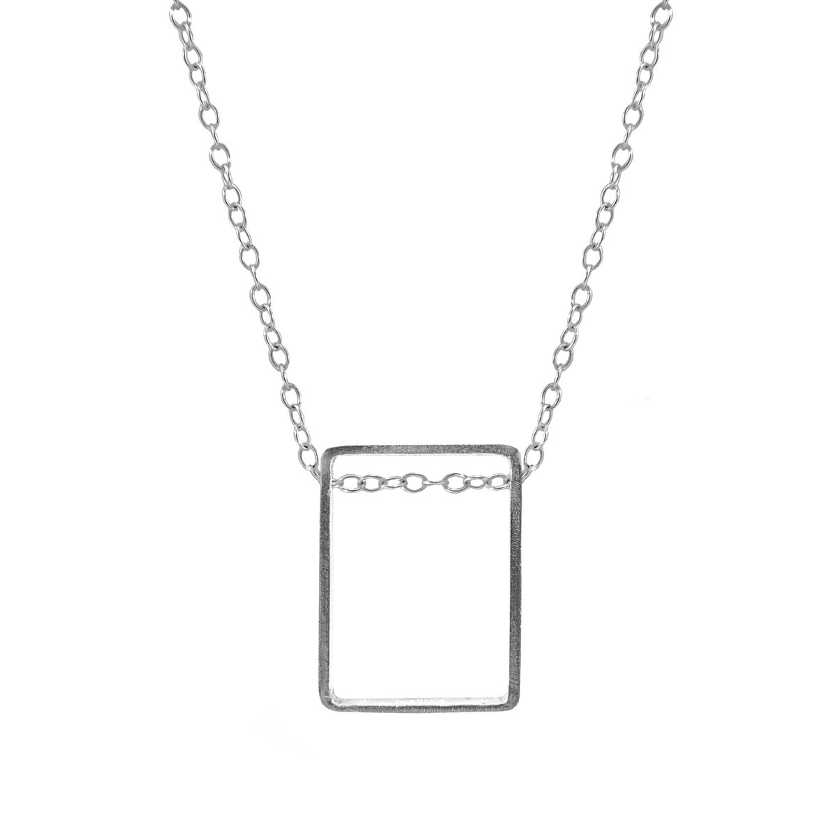 Anchor & Crew Bowen Box Mini Geometric Silver Necklace Pendant