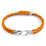 Anchor & Crew Fire Orange Conway Silver and Braided Leather Bracelet