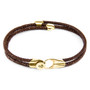 Anchor & Crew Mocha Brown Conway 9ct Yellow Gold and Stingray Leather Bracelet
