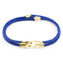 Anchor & Crew Azure Blue Conway 9ct Yellow Gold and Stingray Leather Bracelet