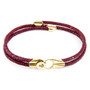 Anchor & Crew Bordeaux Red Conway 9ct Yellow Gold and Stingray Leather Bracelet