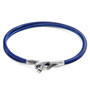 Anchor & Crew Azure Blue Tenby Silver and Round Leather Bracelet