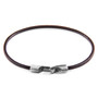Anchor & Crew Mocha Brown Talbot Silver and Round Leather Bracelet