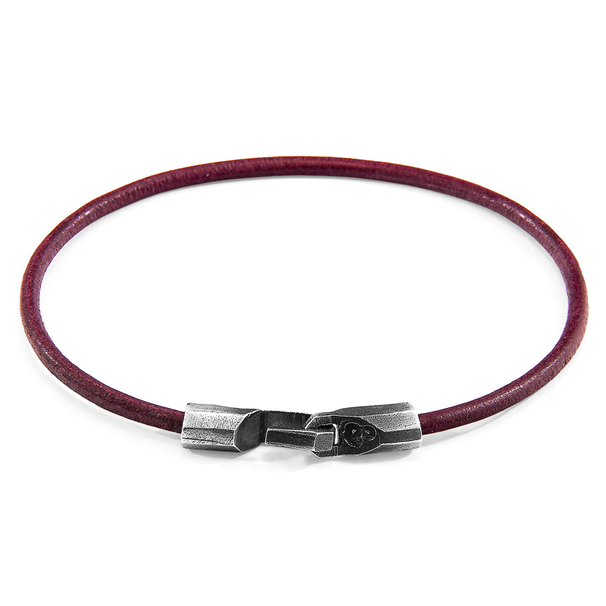 Bordeaux Red Talbot Silver and Round Leather Bracelet