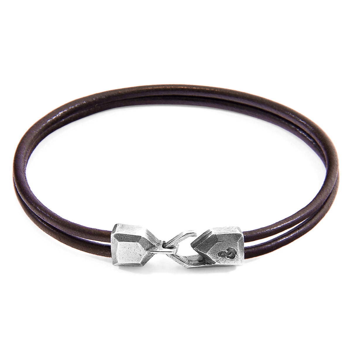 Anchor & Crew Mocha Brown Cromer Silver and Round Leather Bracelet
