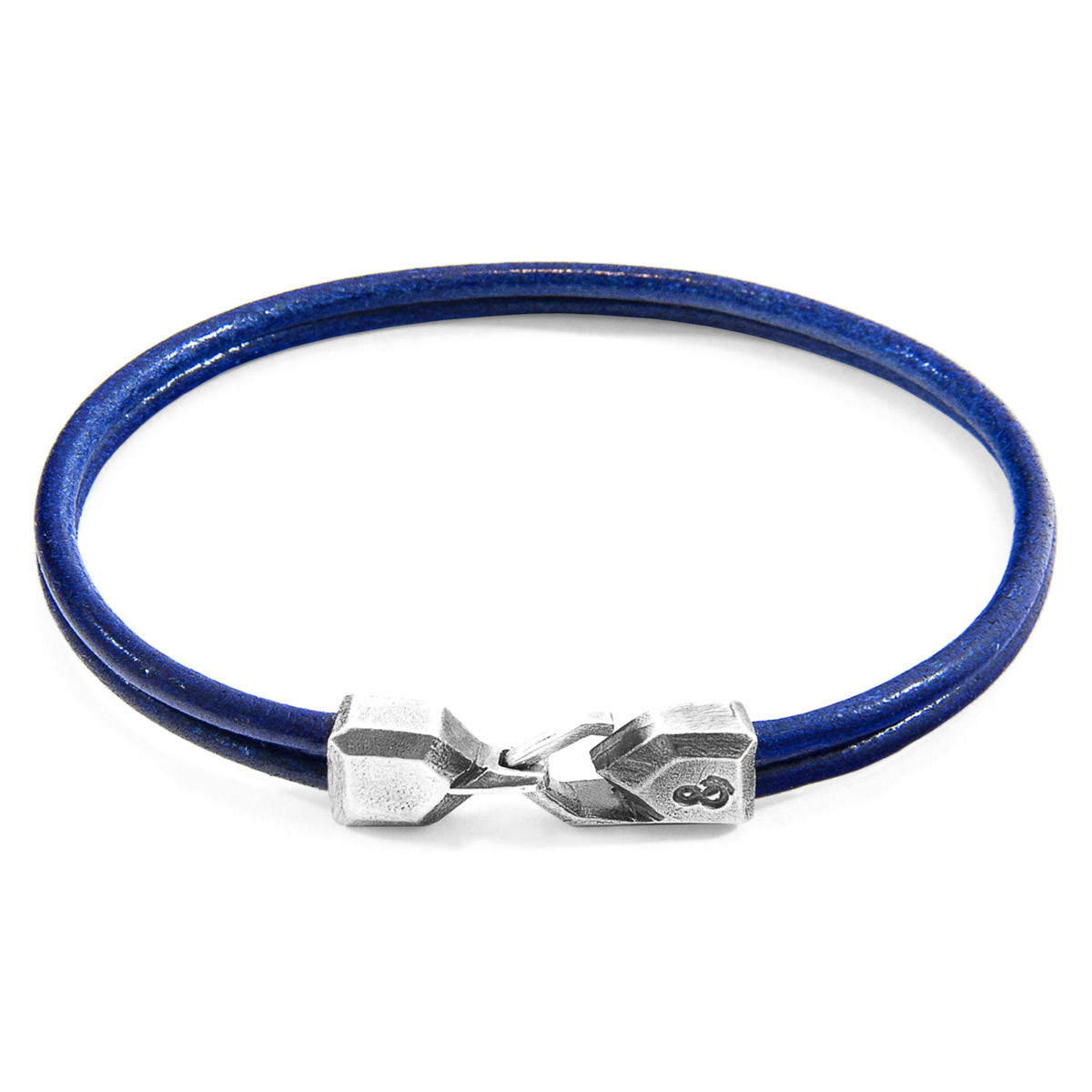 Azure Blue Cromer Silver and Round Leather Bracelet