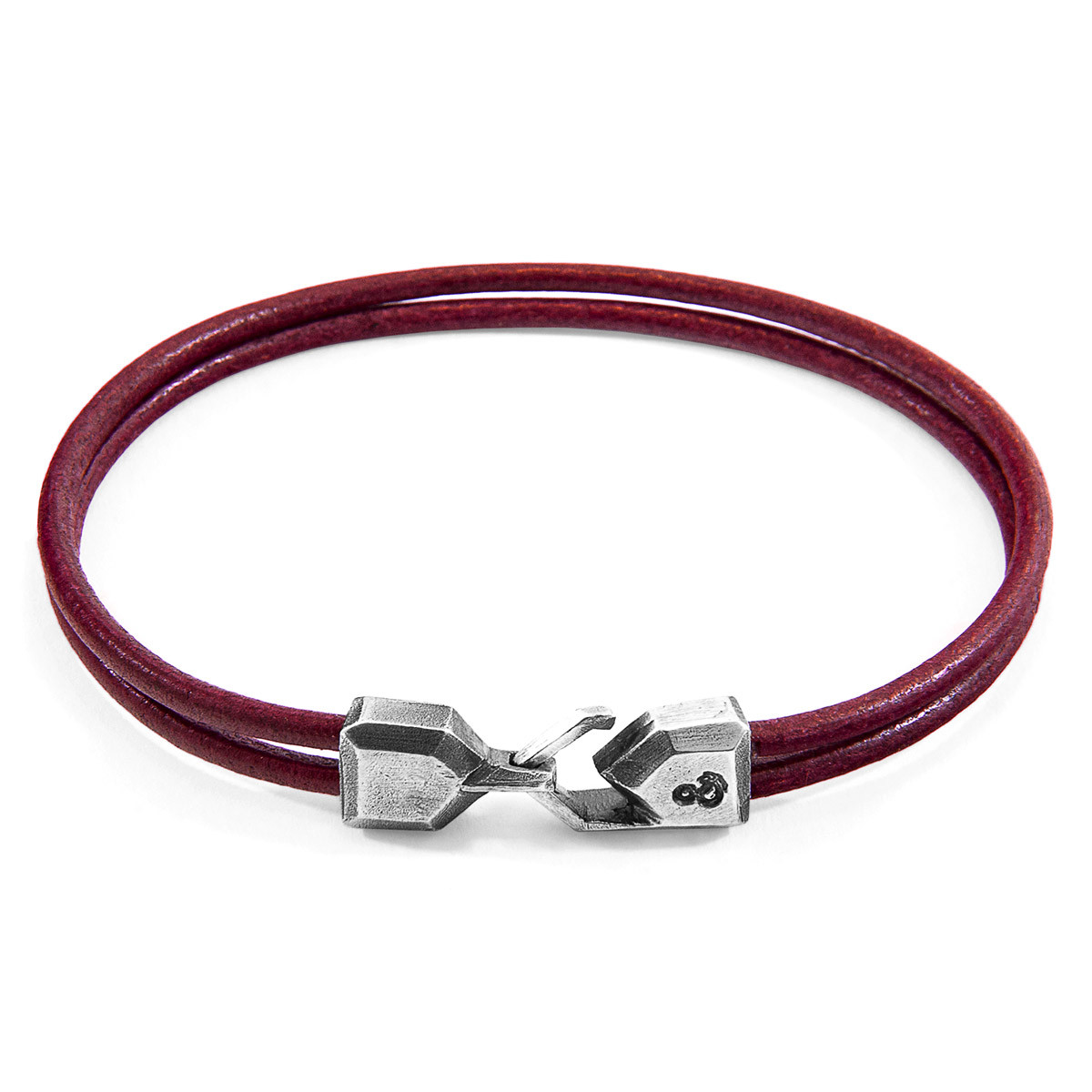 Anchor & Crew Bordeaux Red Cromer Silver and Round Leather Bracelet