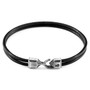 Anchor & Crew Raven Black Cromer Silver and Round Leather Bracelet