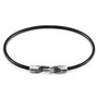 Anchor & Crew Raven Black Talbot Silver and Round Leather Bracelet