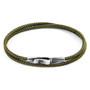 Anchor & Crew Khaki Green Liverpool Silver and Rope Bracelet 