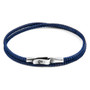 Anchor & Crew Navy Blue Liverpool Silver and Rope Bracelet