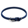 Anchor & Crew Navy Blue Padstow Silver and Rope Bracelet