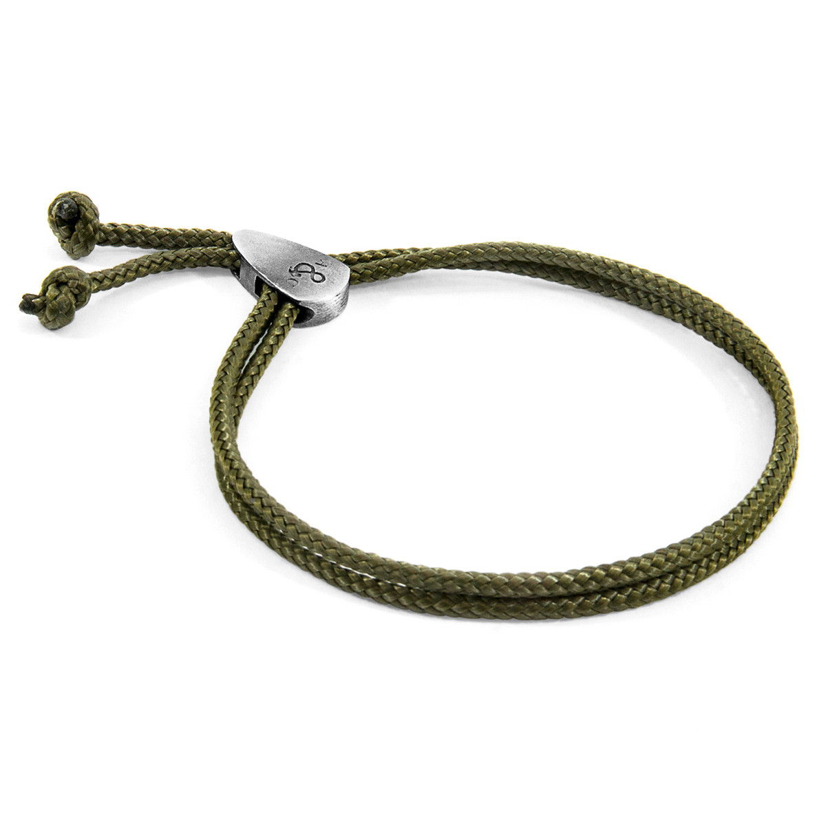 Khaki Green Pembroke Silver and Rope Bracelet