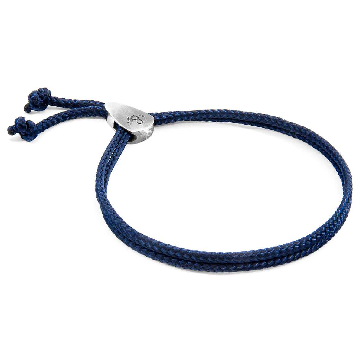 Anchor & Crew Navy Blue Pembroke Silver and Rope Bracelet