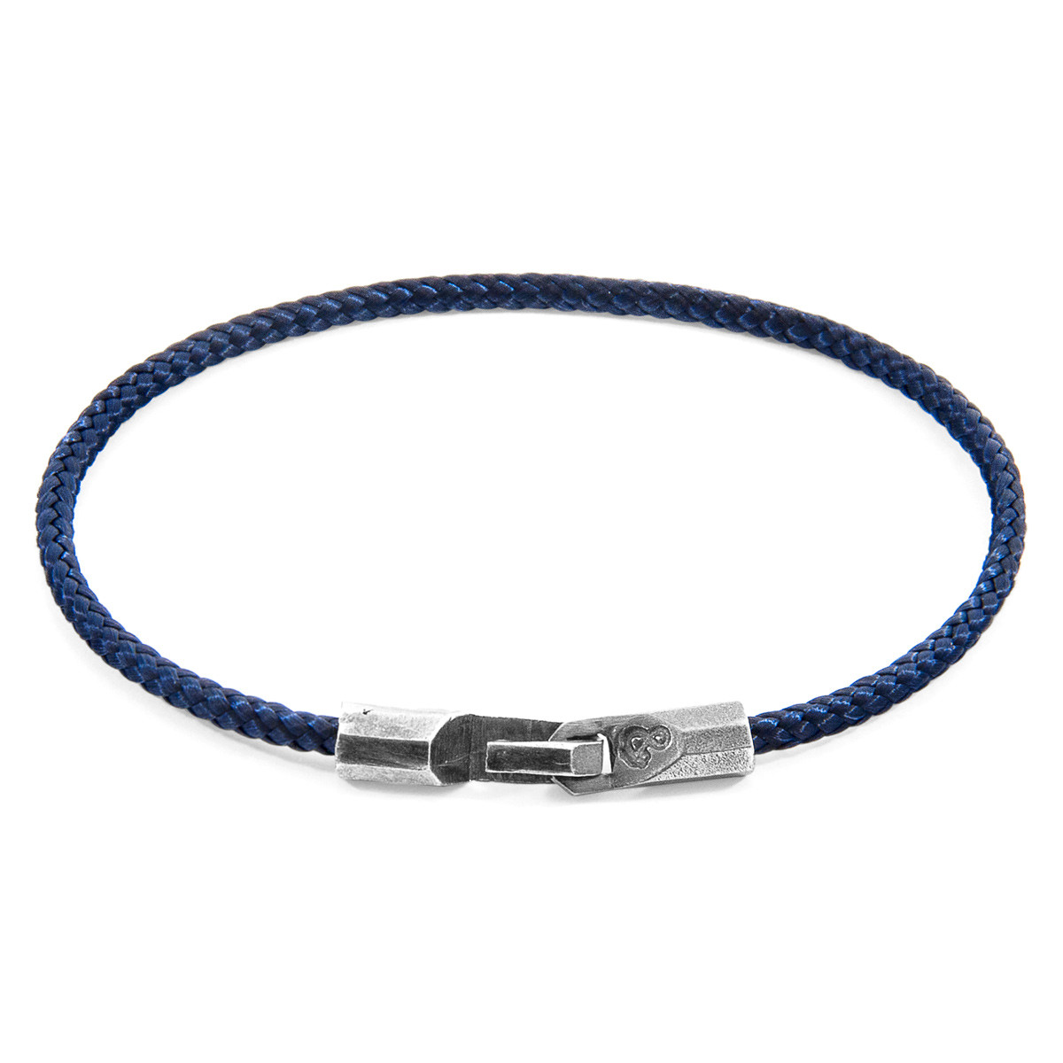 Anchor & Crew Navy Blue Talbot Silver and Rope Bracelet