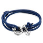 Anchor & Crew Navy Blue Clyde Anchor Silver and Rope Bracelet 