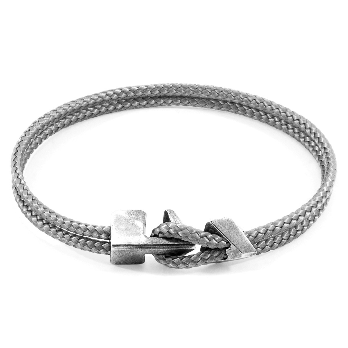 Anchor & Crew Classic Grey Brixham Silver and Rope Bracelet
