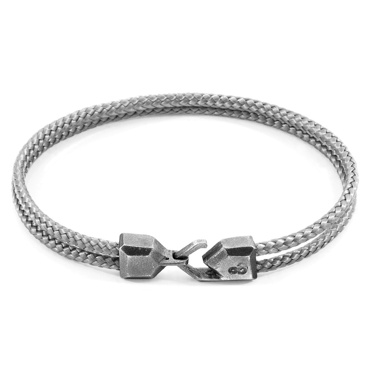 Anchor & Crew Classic Grey Cromer Silver and Rope Bracelet
