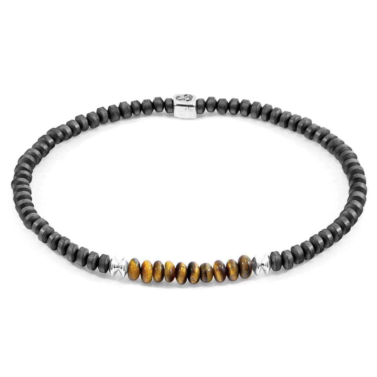 Anchor & Crew Brown Tigers Eye Paralana Silver and Stone Bracelet