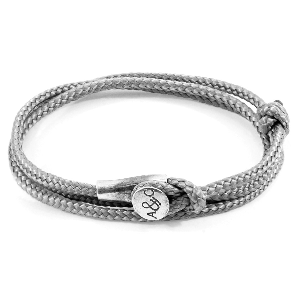 Anchor & Crew Classic Grey Dundee Silver and Rope Bracelet 