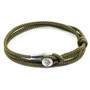 Anchor & Crew Khaki Green Dundee Silver and Rope Bracelet 