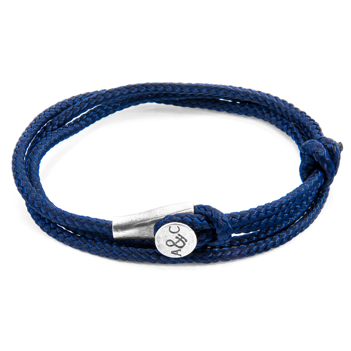 Anchor & Crew Navy Blue Dundee Silver and Rope Bracelet