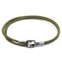 Anchor & Crew Khaki Green Tenby Silver and Rope Bracelet