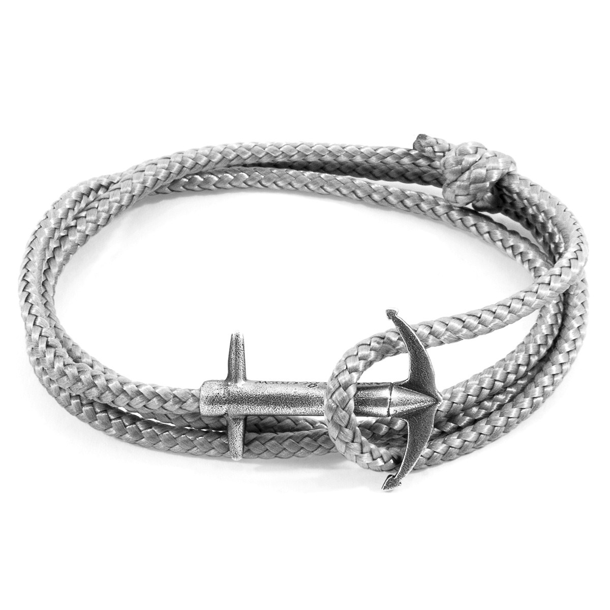 Anchor & Crew Classic Grey Admiral Anchor Silver and Rope Bracelet