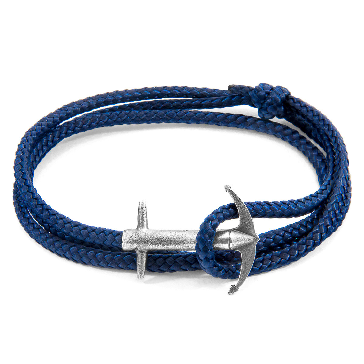 Navy Blue Admiral Anchor Silver and Rope Bracelet