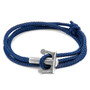 Anchor & Crew Navy Blue Union Anchor Silver and Rope Bracelet