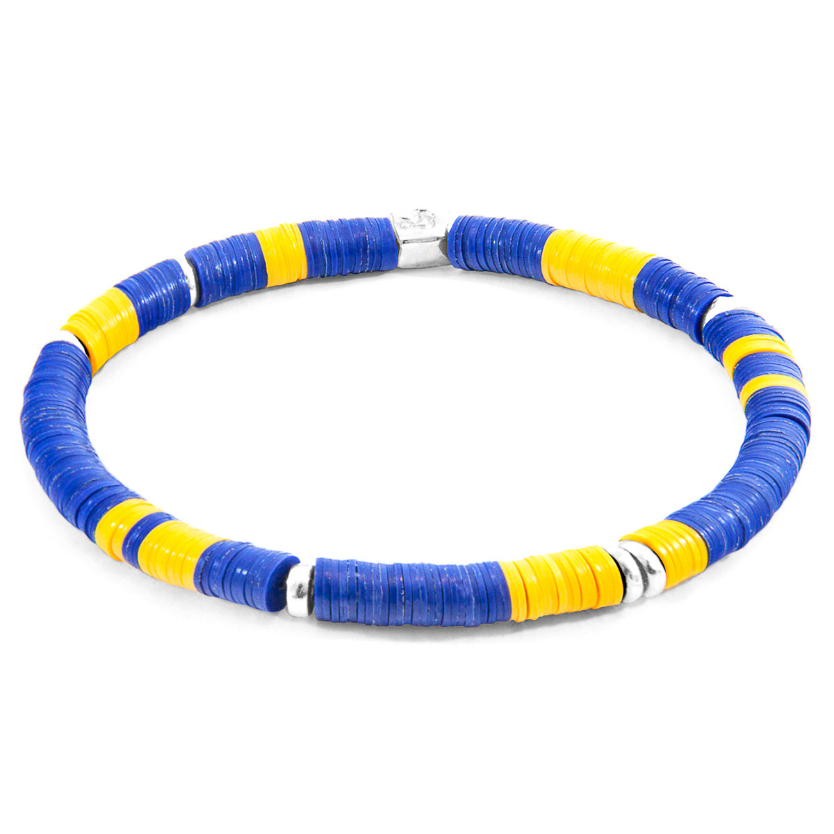 Blue Malawi Silver and Vinyl Disc Bracelet