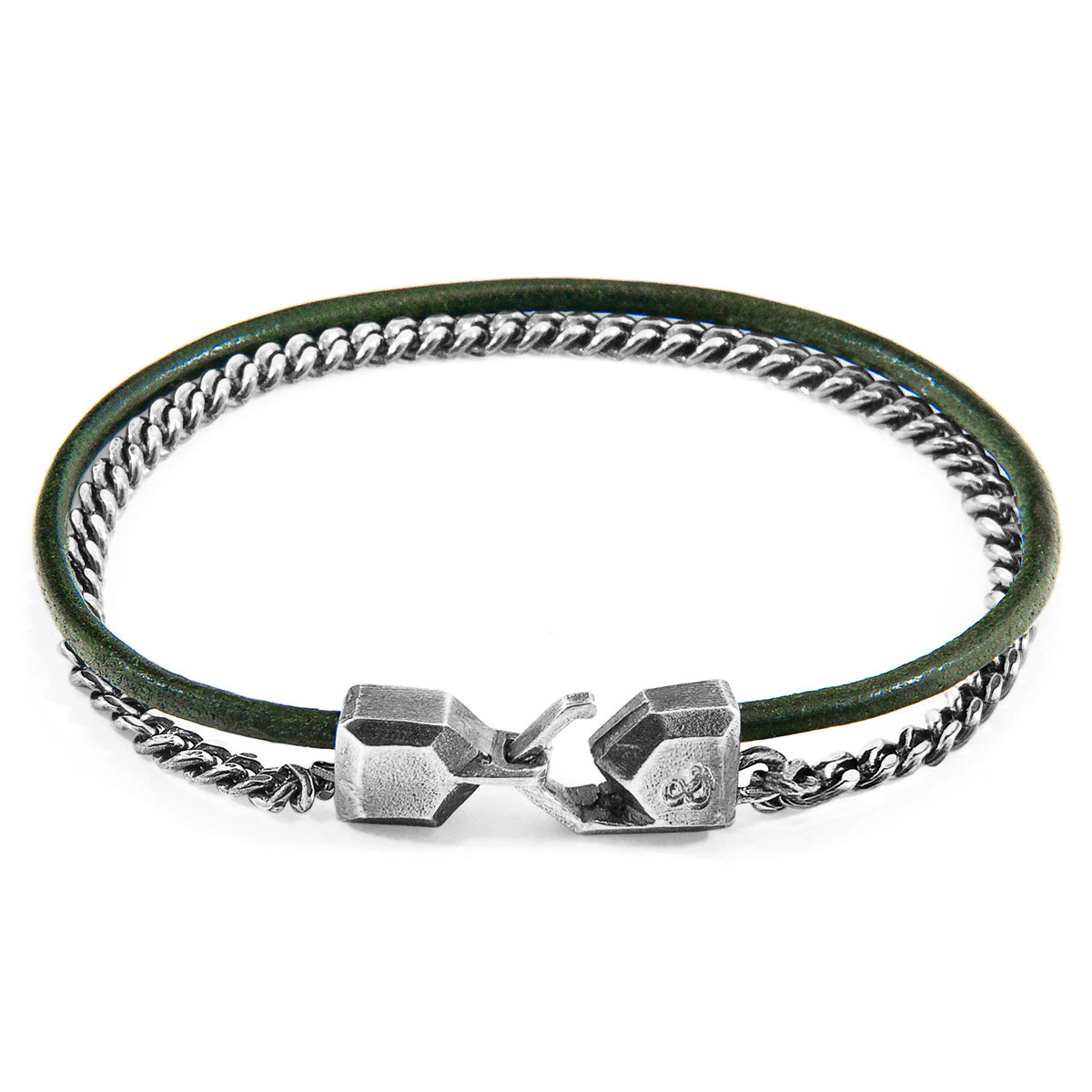 Crossjack Mast Silver And Round Leather Bracelet