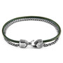 Anchor & Crew Racing Green Crossjack Mast Silver and Round Leather Bracelet 