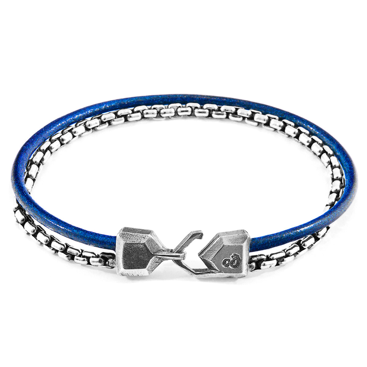 Moonraker Mast Silver And Round Leather Bracelet