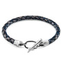 Anchor & Crew Indigo Blue Jura Silver and Braided Leather Bracelet
