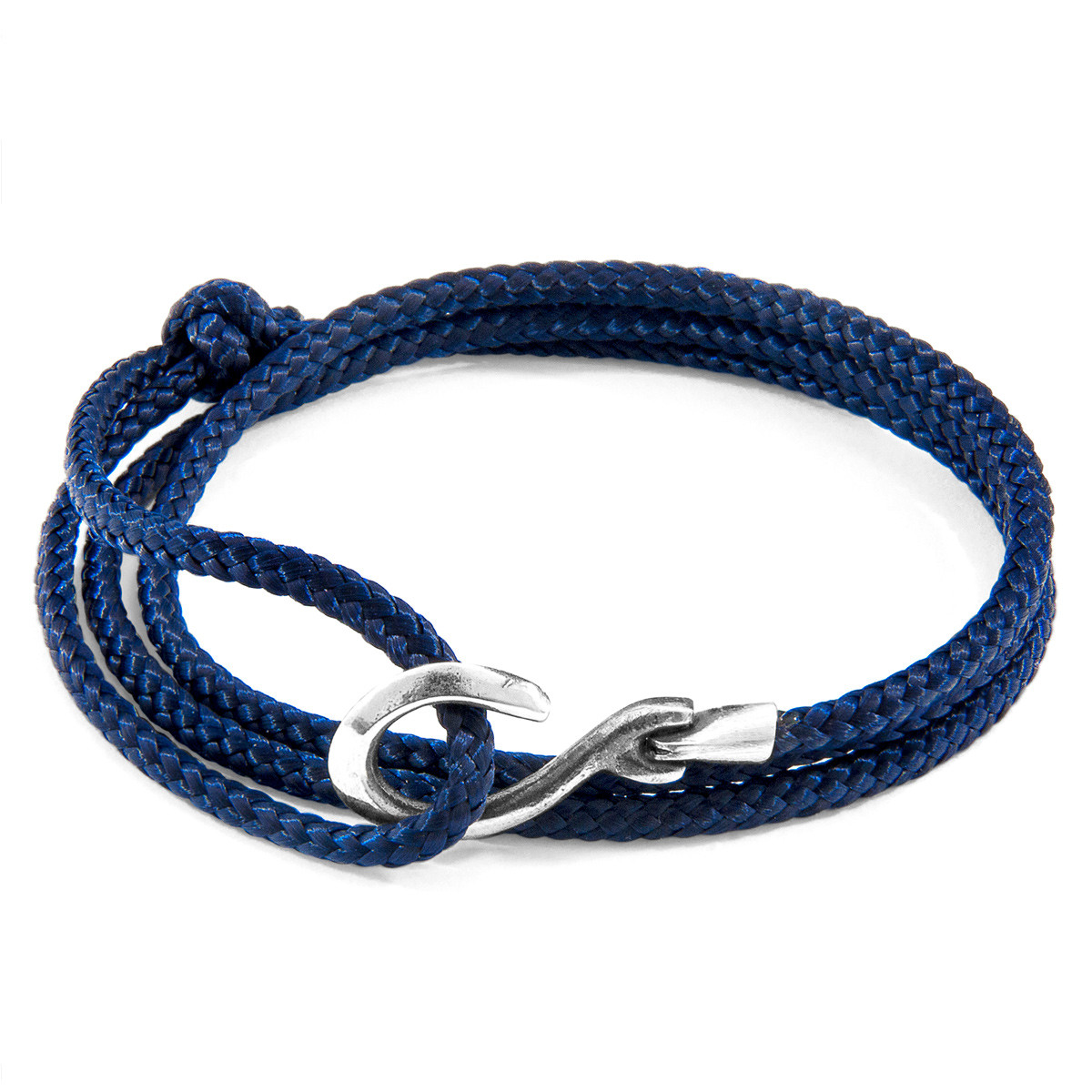 Anchor & Crew Navy Blue Heysham Silver and Rope Bracelet