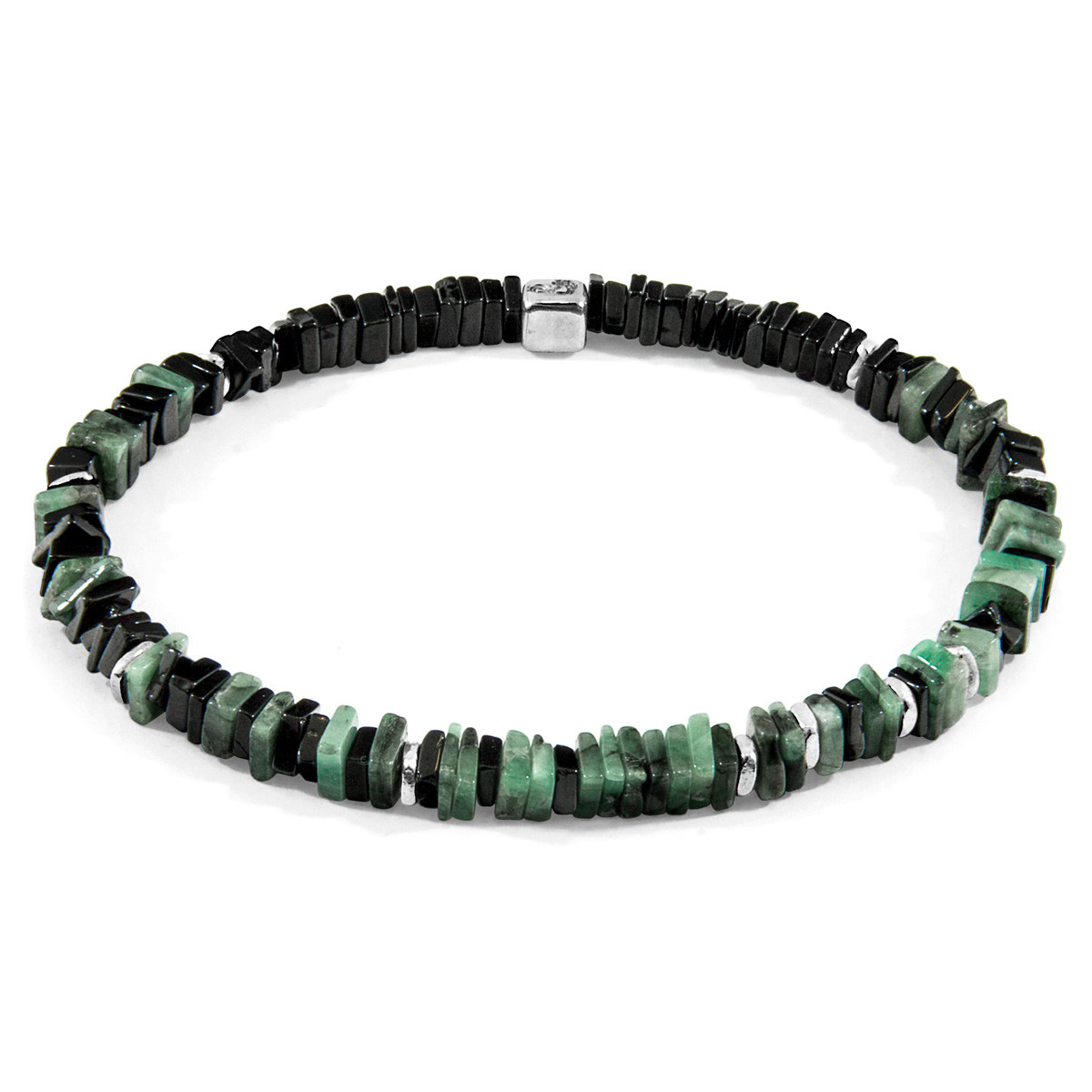 Anchor & Crew Green Emerald Innot Silver and Stone Bracelet