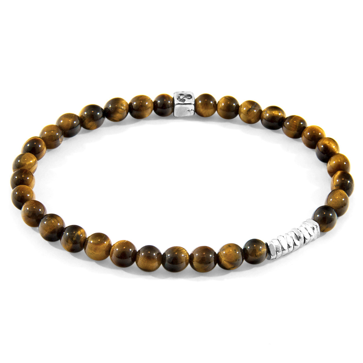 Anchor & Crew Brown Tigers Eye Atrato Silver and Stone Bracelet