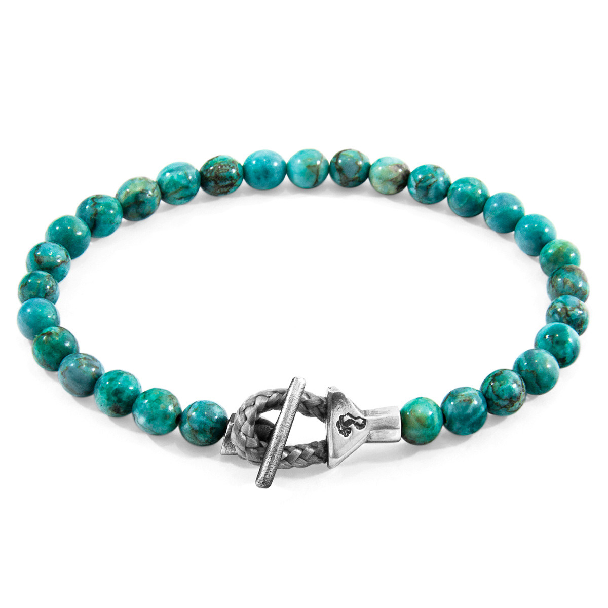 Anchor & Crew Blue Turquoise Mantaro Silver and Stone Bracelet