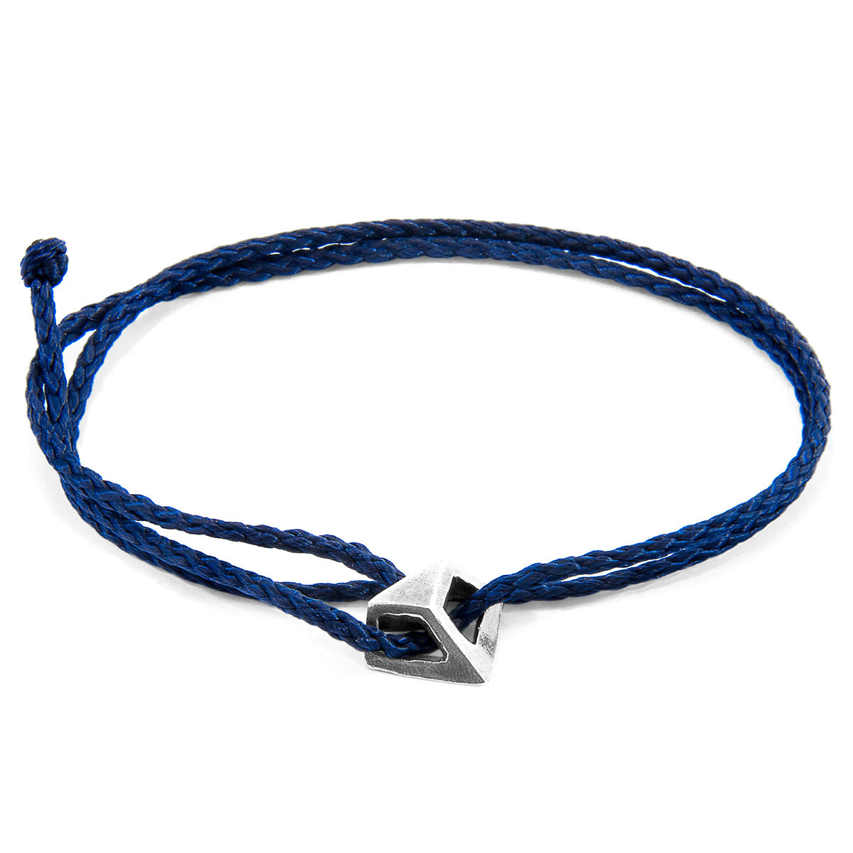 Anchor & Crew Navy Blue Arthur Silver and Rope SKINNY Bracelet