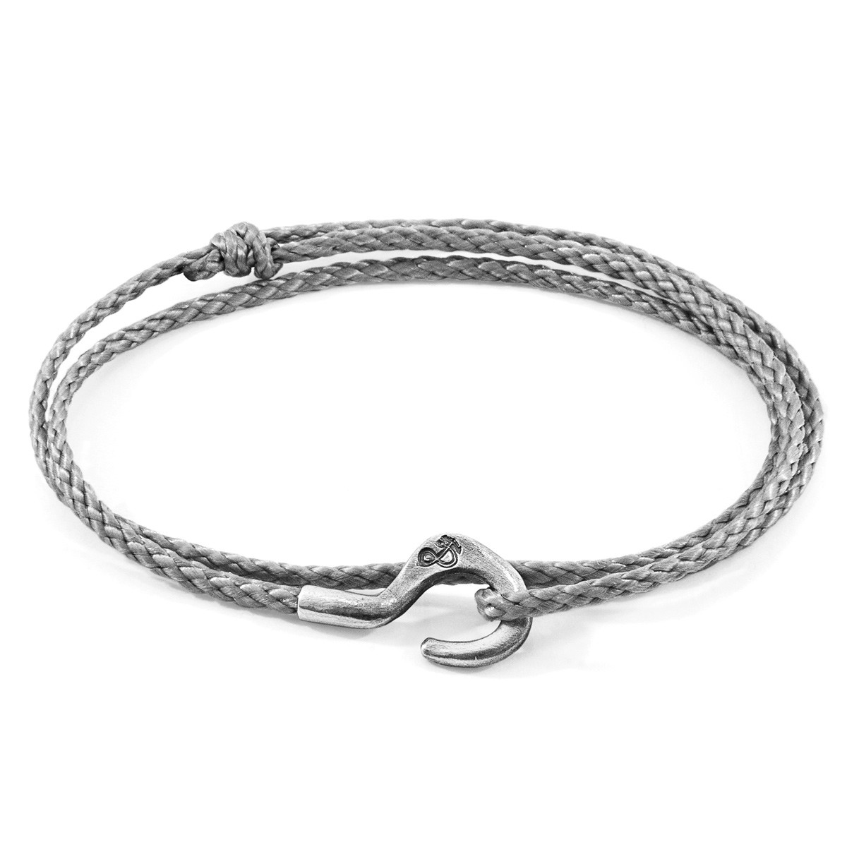 Anchor & Crew Classic Grey Charles Silver and Rope SKINNY Bracelet