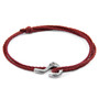 Anchor & Crew Burgundy Red Charles Silver and Rope SKINNY Bracelet