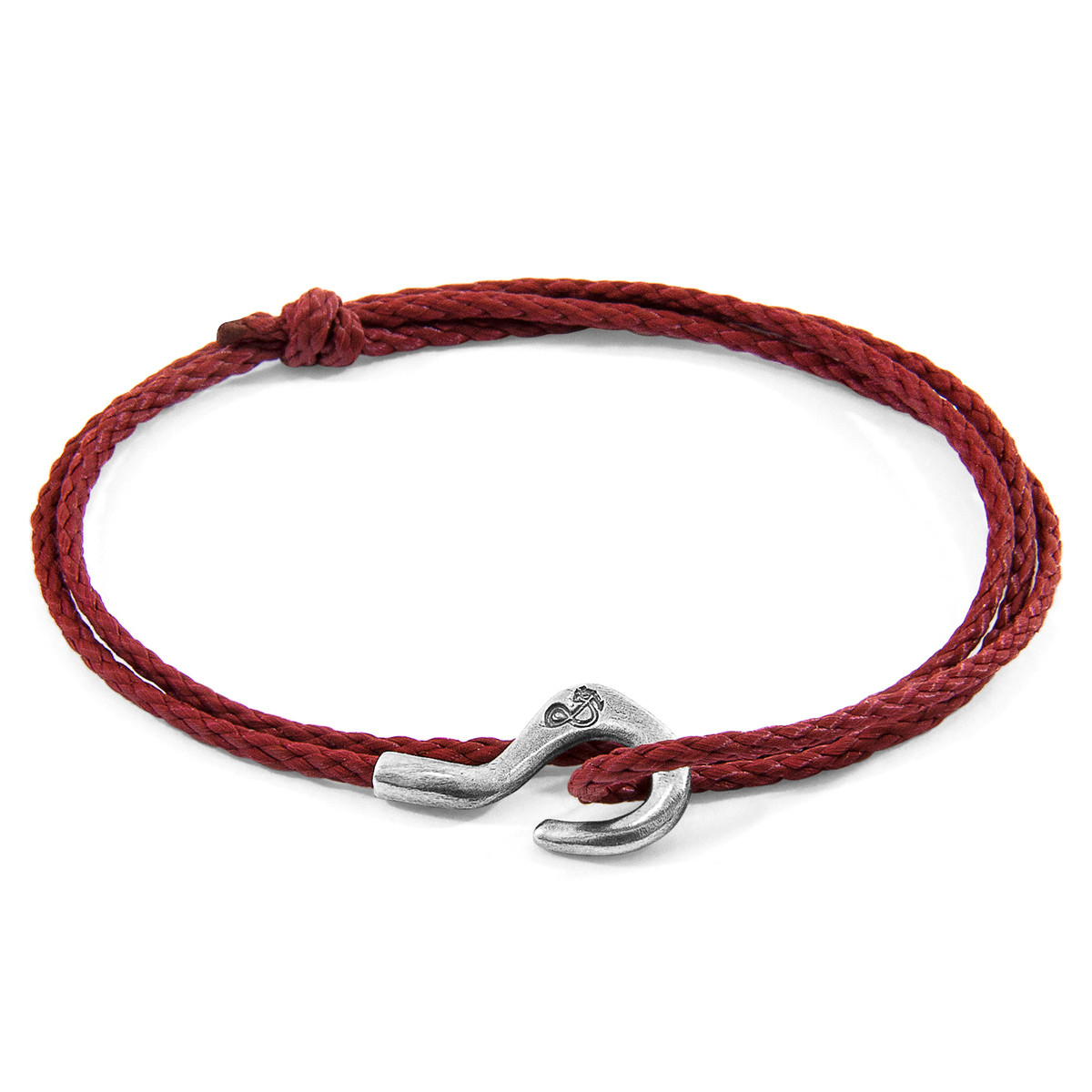 Anchor & Crew Burgundy Red Charles Silver and Rope SKINNY Bracelet