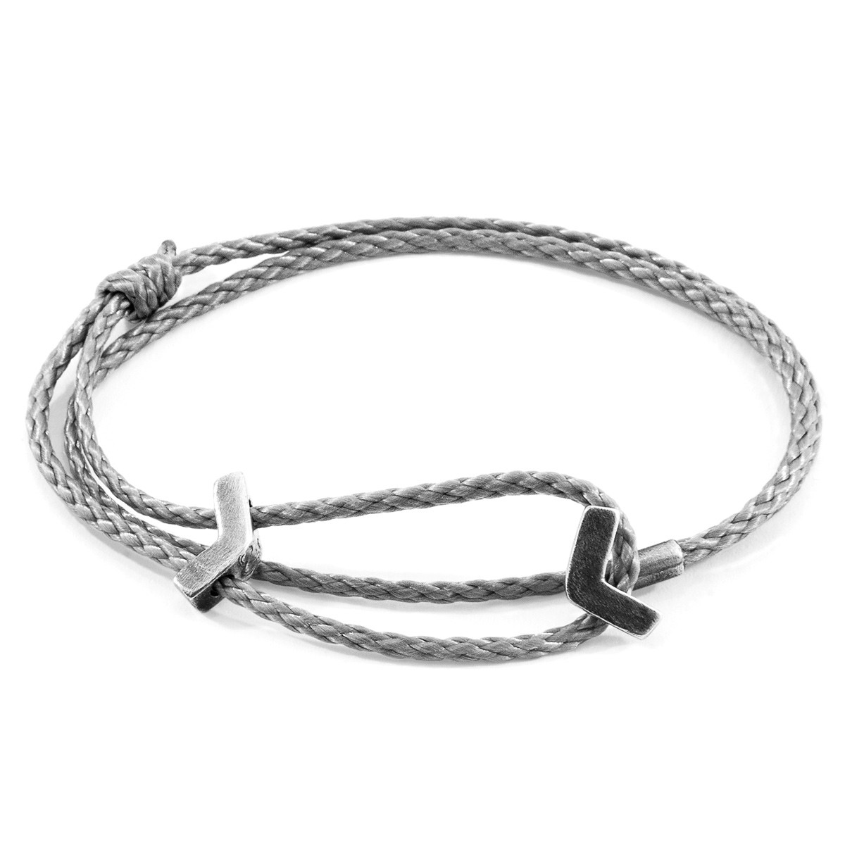Anchor & Crew Classic Grey William Silver and Rope SKINNY Bracelet 
