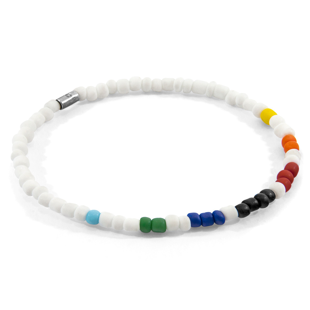 Multicoloured - White Edgar Silver and Glass SKINNY Bracelet