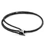 Anchor & Crew Midnight Black Arthur Silver and Braided Leather SKINNY Bracelet
