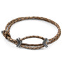 Anchor & Crew Taupe Grey William Silver and Braided Leather SKINNY Bracelet