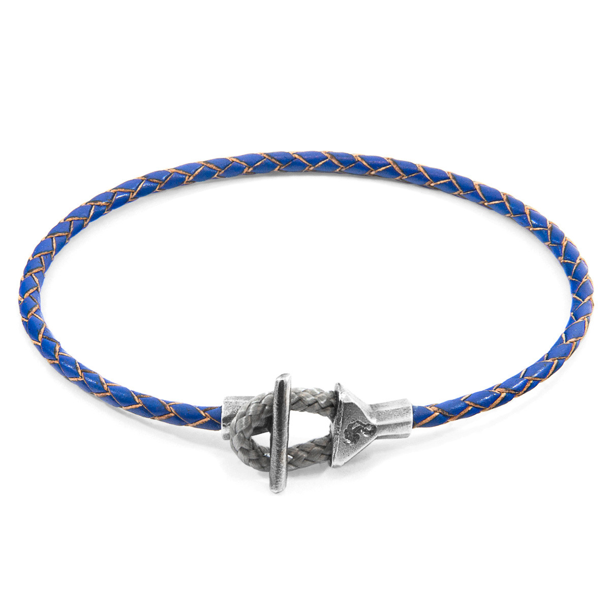 Anchor & Crew Royal Blue Cullen Silver and Braided Leather Bracelet