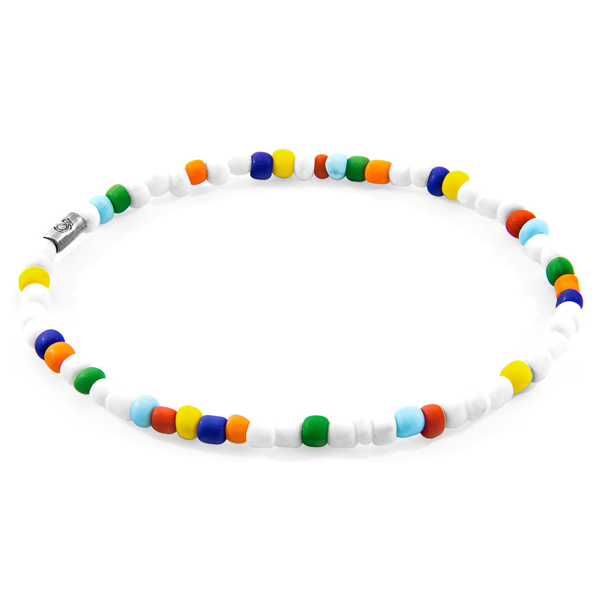 White - Multicoloured Jack Silver and Glass SKINNY Bracelet