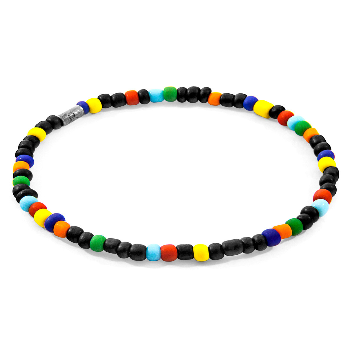 Black - Multicoloured Jack Silver and Glass SKINNY Bracelet
